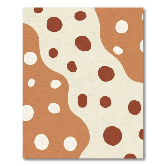 Earthy Terracotta Cream Polka Dot Organic Rug