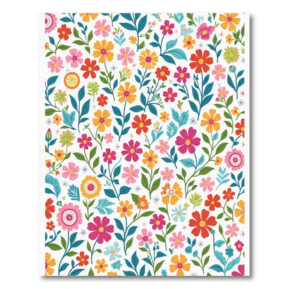 Vibrant Floral Garden Meadow Sprigs Rug
