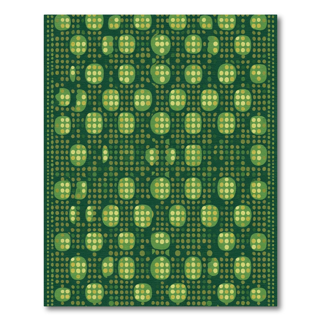 Green Abstract Circles Dot Arrangement Rug