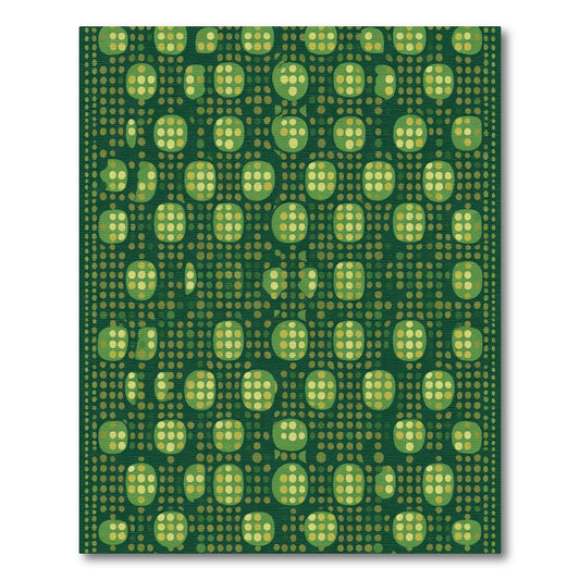 Green Abstract Circles Dot Arrangement Rug