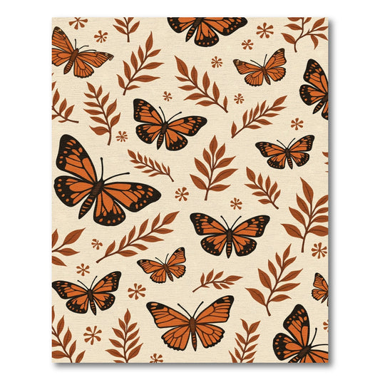 Monarch Butterflies and Leaves Pattern Rug
