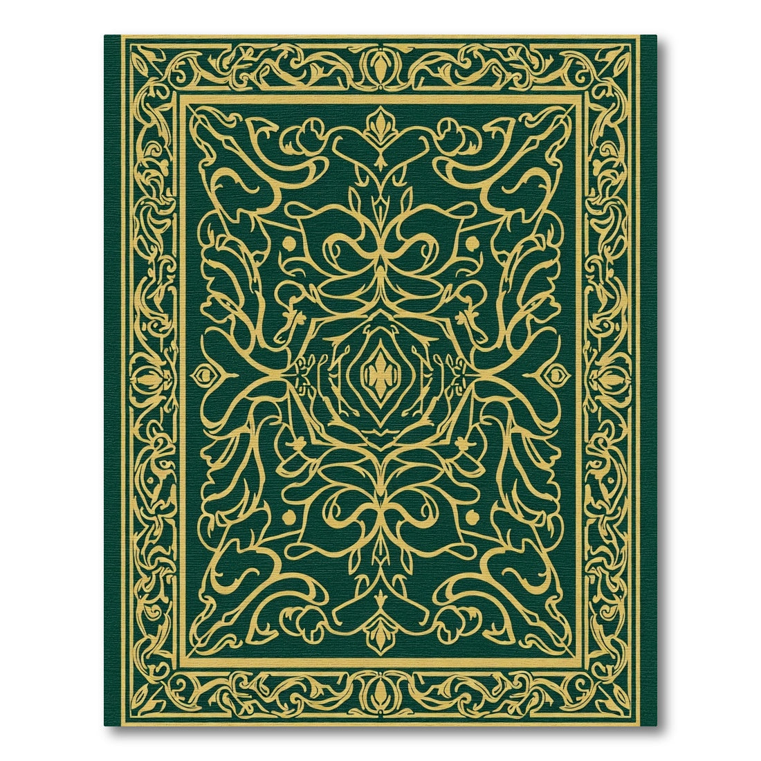 Emerald Gold Ornate Arabesque Rug