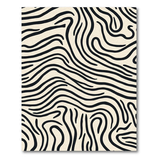 Cream Black Organic Stripe Rug