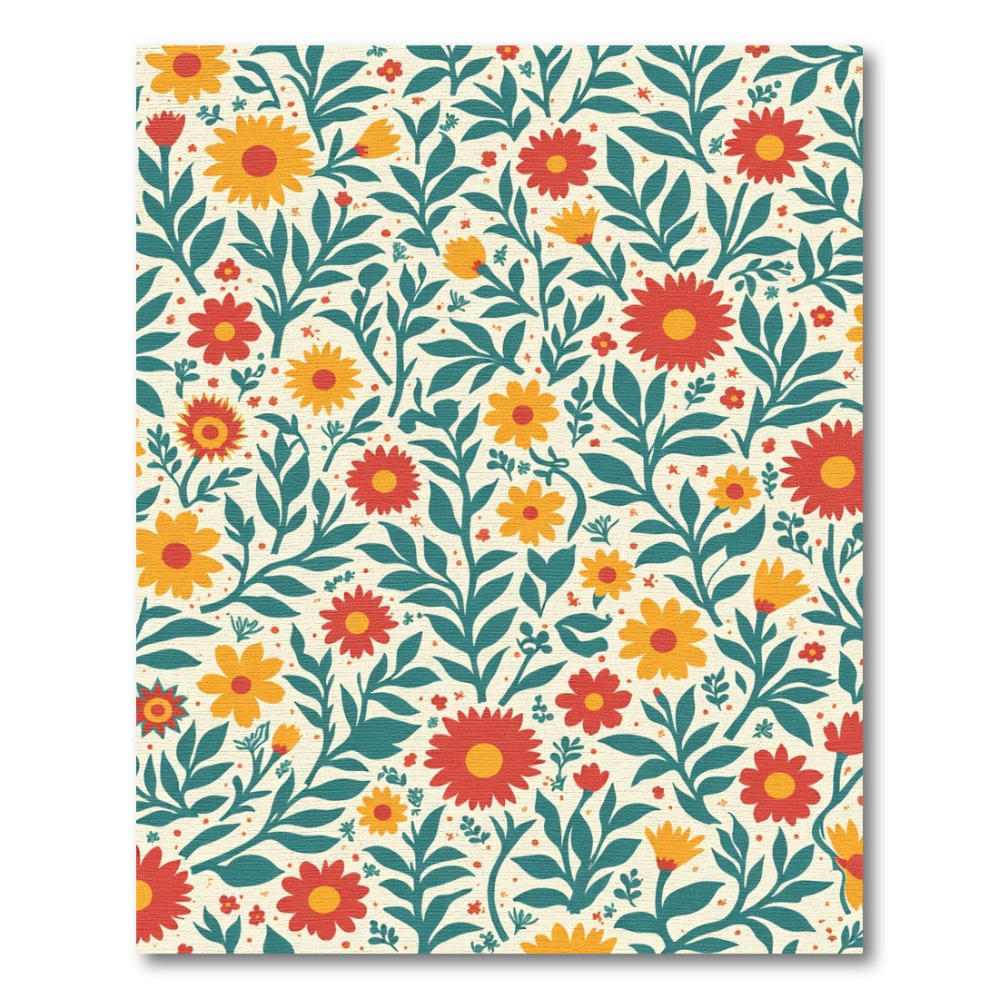 Crimson Yellow Floral Leafy Medley Rug