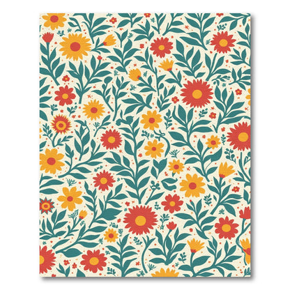 Crimson Yellow Floral Leafy Medley Rug