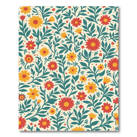 Crimson Yellow Floral Leafy Medley Rug