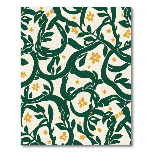 Emerald Green Floral Vine Art Rug