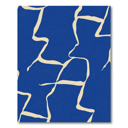 Bold Cobalt Cream Abstract Flow Rug