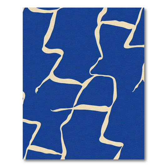 Bold Cobalt Cream Abstract Flow Rug