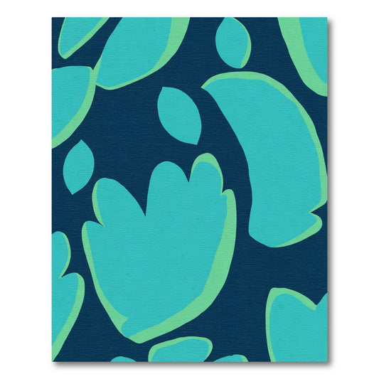 Teal Organic Shapes Navy Rug