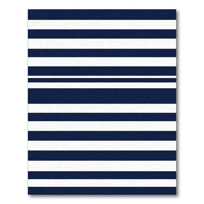 Classic Navy White Horizontal Stripes Rug
