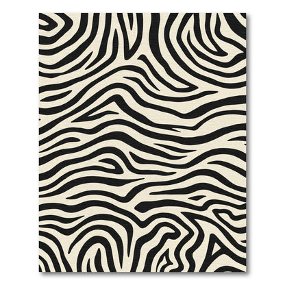 Vibrant Black Cream Zebra Swirl Rug