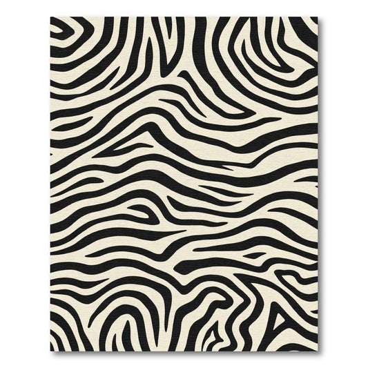 Vibrant Black Cream Zebra Swirl Rug