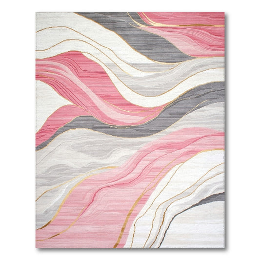Pink Wave Abstract Pink Area Rug