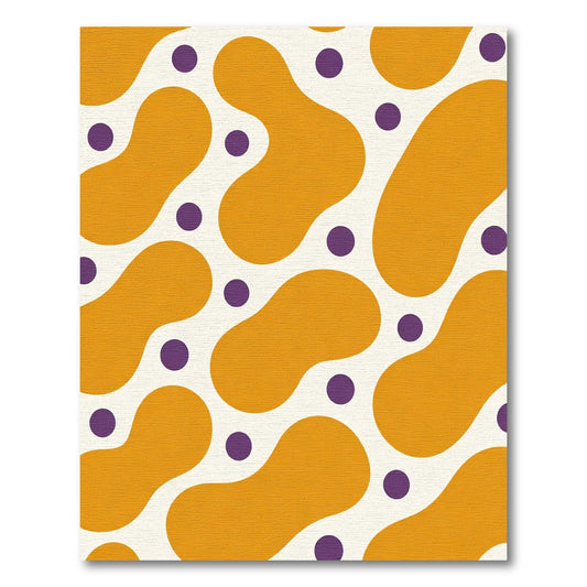 Orange Amorphous Forms Purple Dots Rug