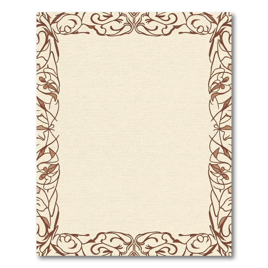 Vintage Brown Floral Vine Border Rug