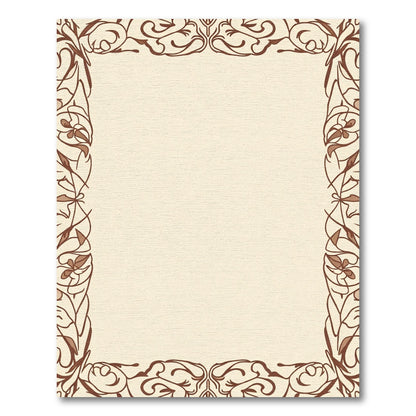 Vintage Brown Floral Vine Border Rug