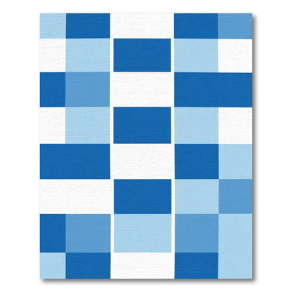Cool Blue Gingham Blocks Rug