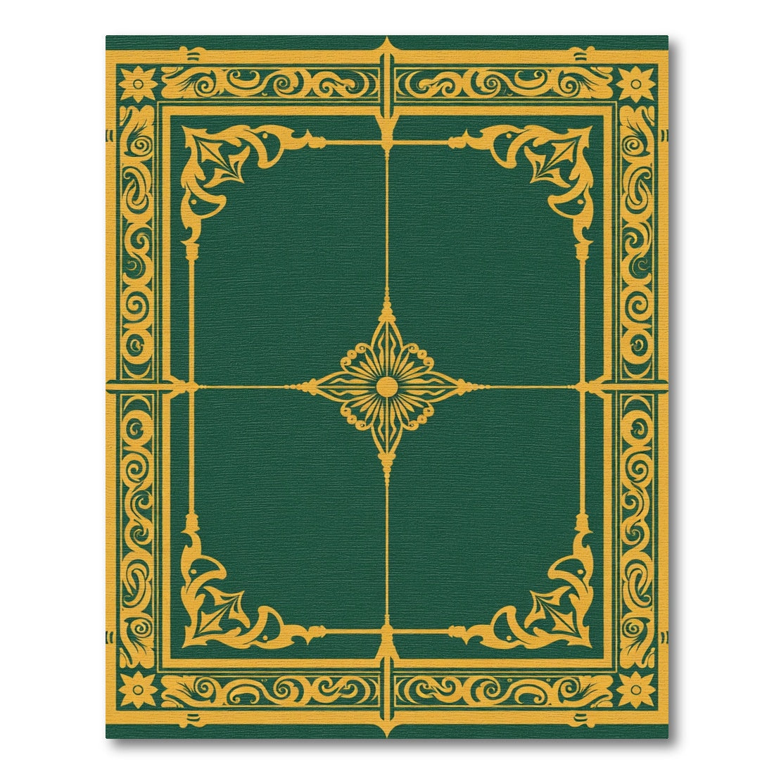 Emerald Gold Ornate Floral Border Rug