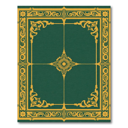 Emerald Gold Ornate Floral Border Rug
