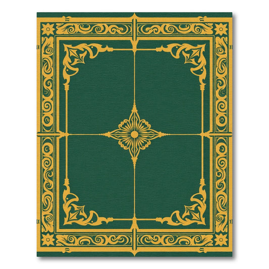 Emerald Gold Ornate Floral Border Rug