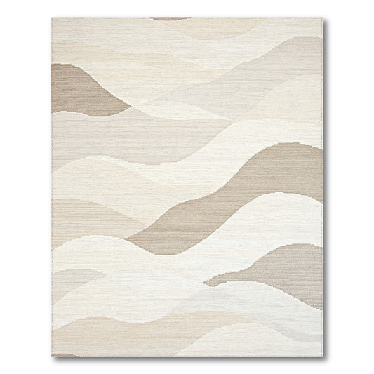 Cream Beige Taupe Waves Rug