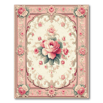 Pink Rose Floral Vintage Area Rug