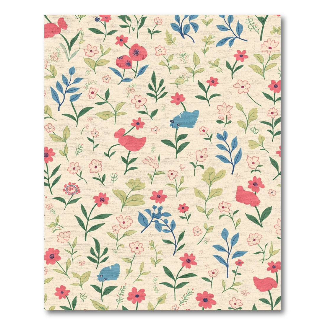 Whimsical Floral Garden Birds Rug