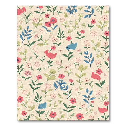 Whimsical Floral Garden Birds Rug