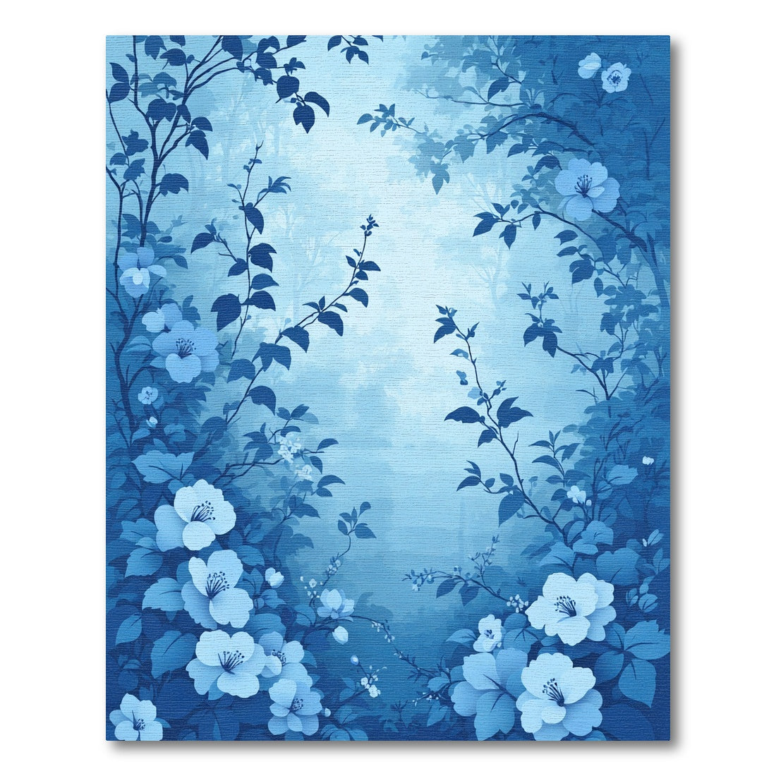 Blue Floral Garden Mist Rug