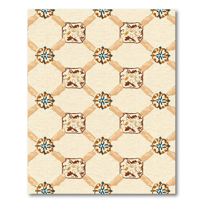 Terracotta Lattice Floral Medallion Rug