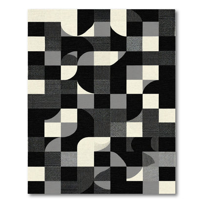 Monochrome Geometric Abstraction Tile Rug