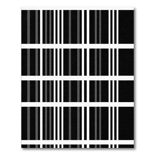 Black Gray White Vertical Stripe Grid Rug