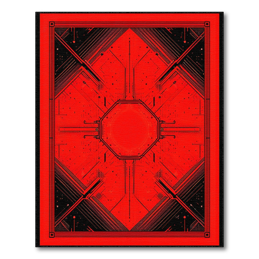 Red Geometric Octagon Area Rug