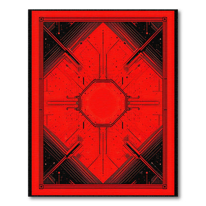 Red Geometric Octagon Area Rug