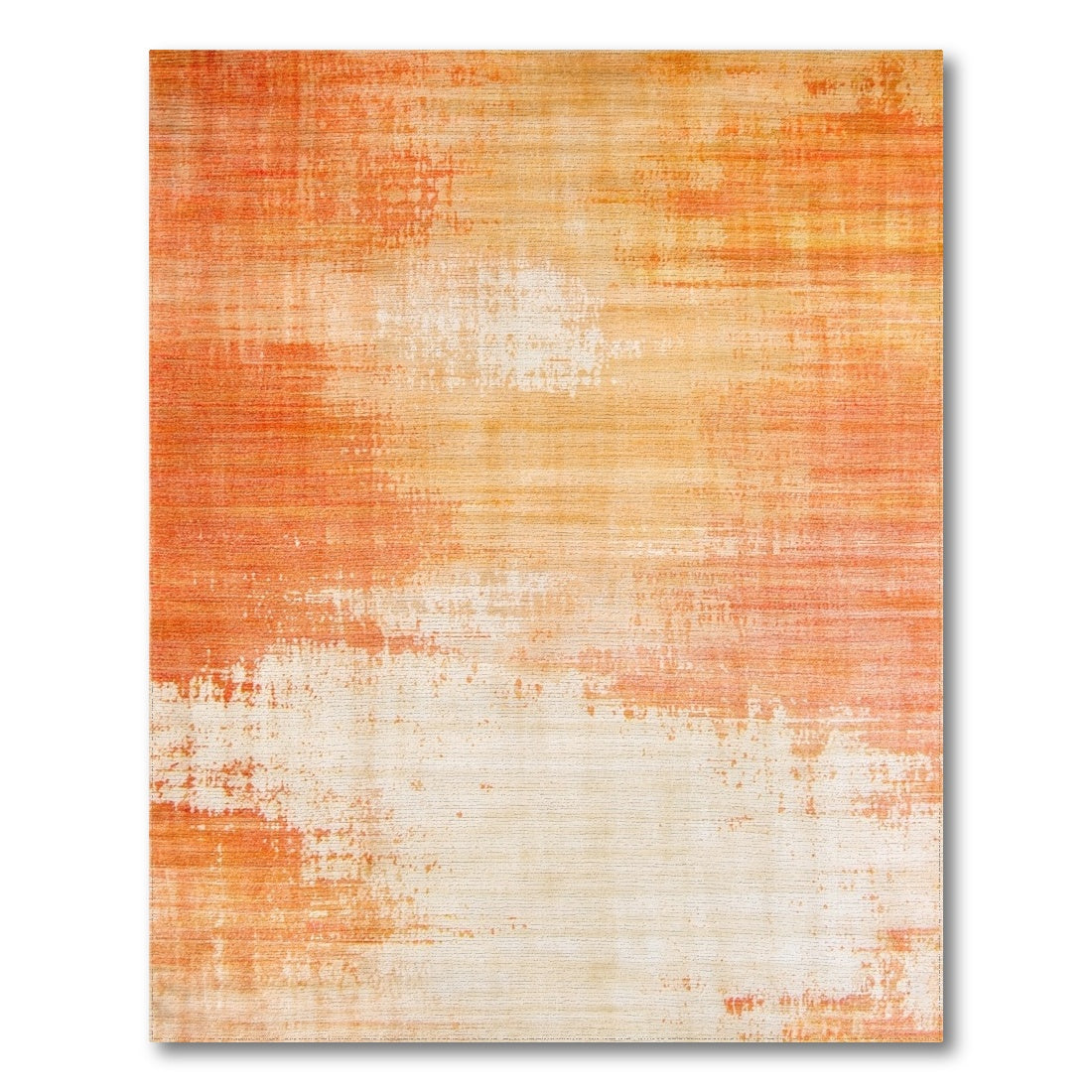 Warm Orange Distressed Vintage Area Rug