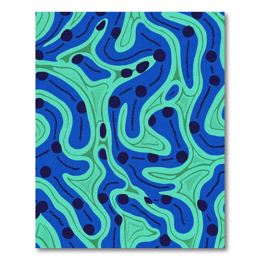 Deep Blue Abstract Organic Swirl Rug