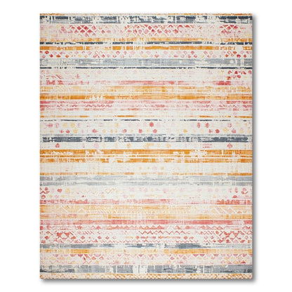 Multi-Color Distressed Striped Area Rug