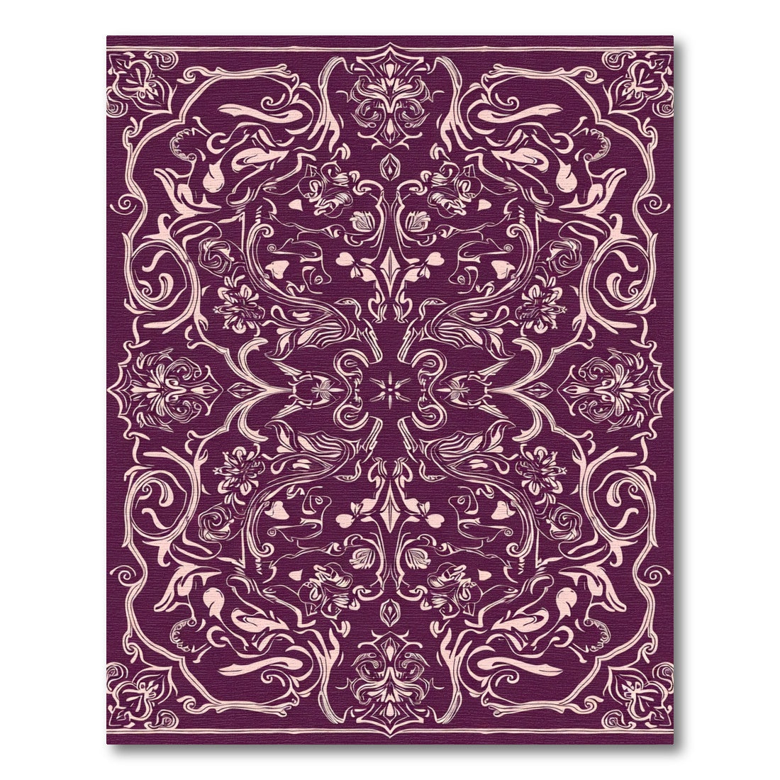 Ornate Plum Floral Mandala Rug