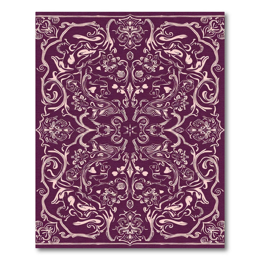 Ornate Plum Floral Mandala Rug