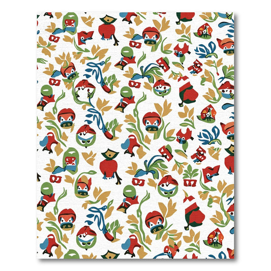 Whimsical Abstract Folk Art Characters Rug