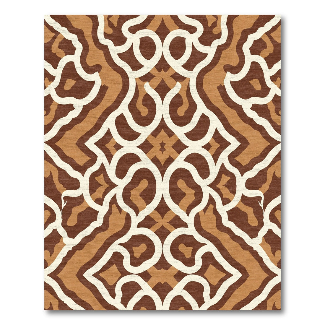 Brown and Cream Organic Scroll Rug