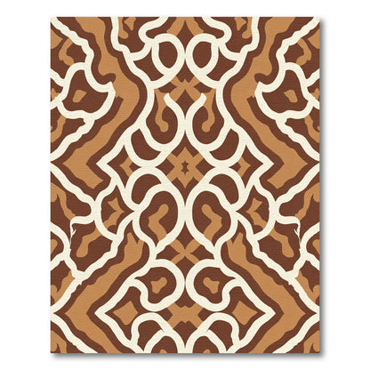 Brown and Cream Organic Scroll Rug