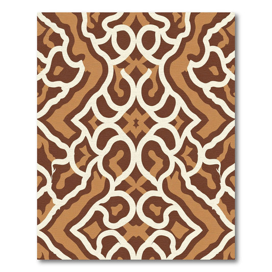 Brown and Cream Organic Scroll Rug
