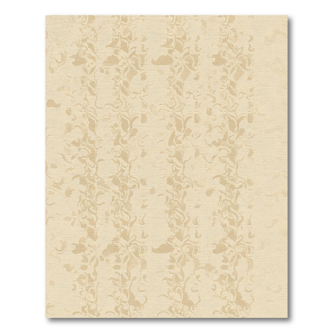 Earthy Tan Vertical Floral Swirl Rug