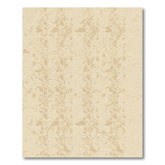 Earthy Tan Vertical Floral Swirl Rug