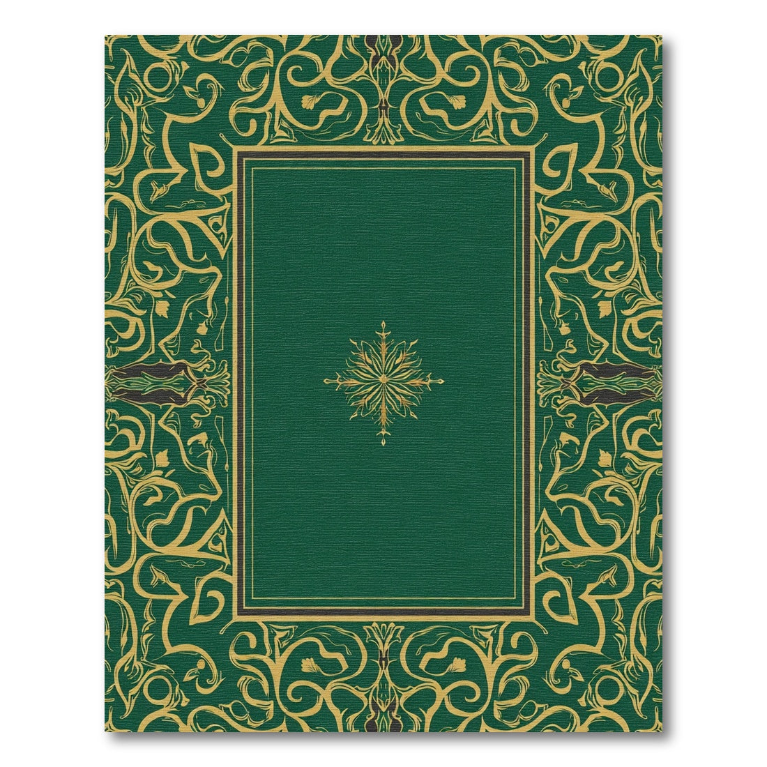 Emerald Gold Baroque Floral Framed Rug
