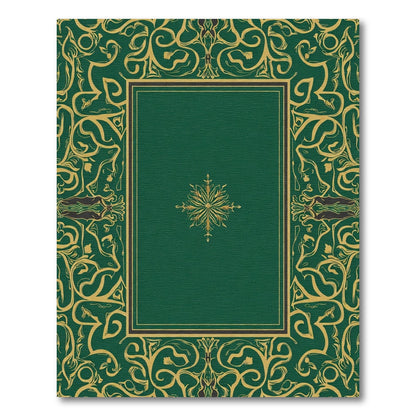 Emerald Gold Baroque Floral Framed Rug