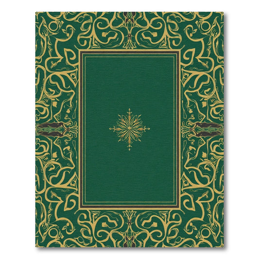 Emerald Gold Baroque Floral Framed Rug