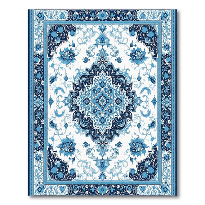 Blue Intricate Floral Medallion Rug